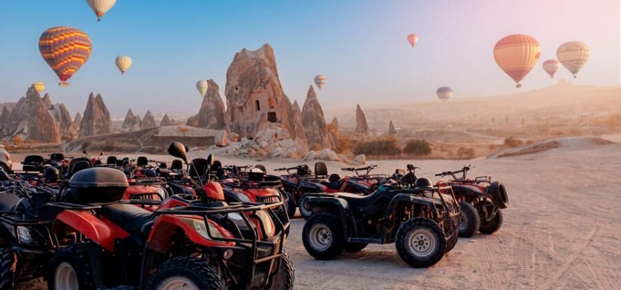 Cappadocia ATV (Quadbike) Tour - Güllüdere (Rose Valley) sunset riding: reddish rocks look better when moving