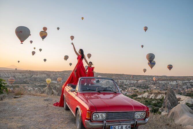 Cappadocia Classic Car Sunset or sunrise - The vibe: balloons, cars, and that golden sky