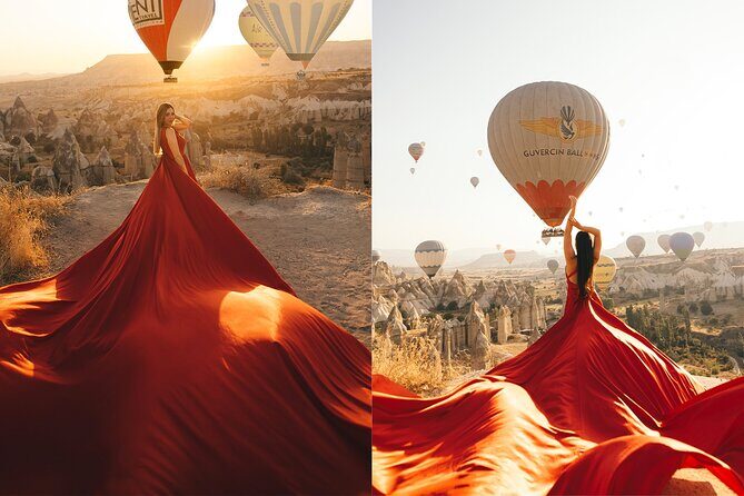 Cappadocia Photoshooting with Flying Dress - Your Flying Dress Meets Cappadocia Balloons