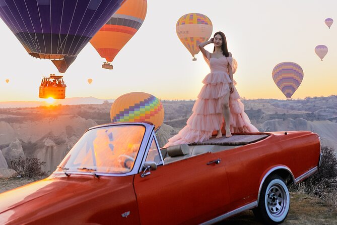 Cappadocia Private Photo Shoot with Flying Dress & Vintage Car - Early alarm + balloons in the air: why the timing matters in Göreme