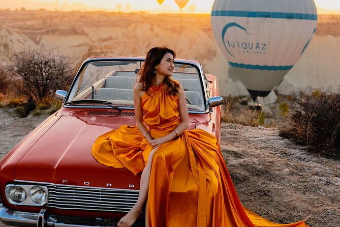 Cappadocia Private Photo Shoot with Flying Dress & Vintage Car - Vintage car photo stops: sightseeing that actually feeds the story