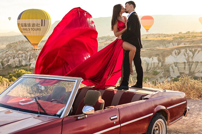 Cappadocia Private Photo Shoot with Flying Dress & Vintage Car - Balloon takeoff area: coffee, calm, and the first set of shots