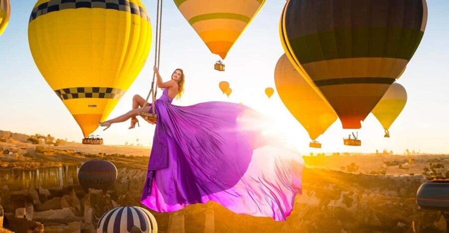 Cappadocia: Taking photo with Swing at hot air balloon view - Photo and video delivery: counts, edits, and reels