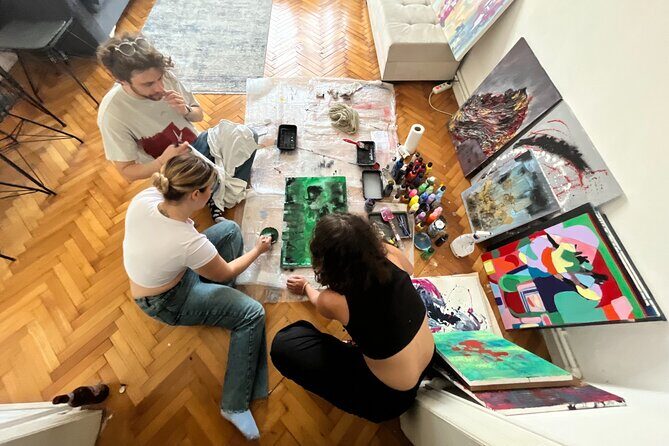 Istanbul Art Escape Wine and Paint at Local's Home - How Turkish fabrics meet abstract painting (the part you’ll remember)