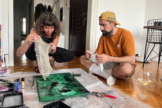 Istanbul Art Escape Wine and Paint at Local's Home - Tea, Turkish coffee, and two glasses of local wine—how it sets the tone
