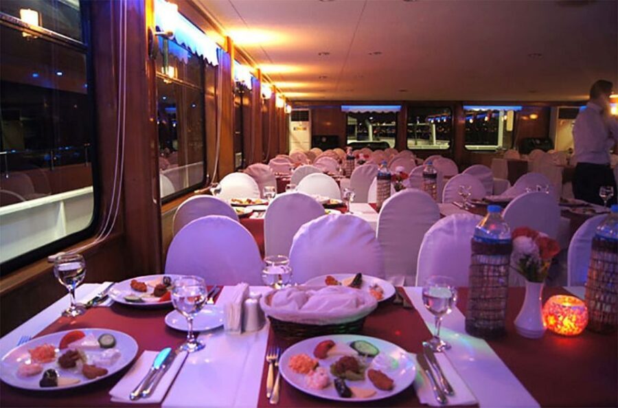 Istanbul Bosphorus Dinner Cruise &Entertainment hotel pickup - Turkish Dinner on Board: Appetizers, Mains, Dessert