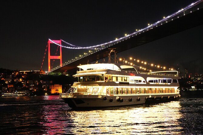 Istanbul: Luxury Dinner & Traditional Dance Bosphorus Cruise - The 8:00 pm route: Bosphorus Strait and the landmark lineup