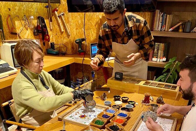 Istanbul Turkish Mosaic Lamp Workshop in Old Town - All Included - Designing your lamp: colors, stencils, and how to get a good result