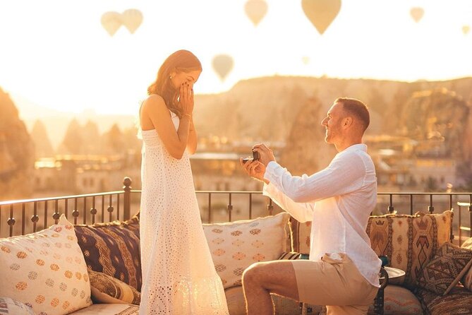 Marriage Proposal and Photoshoot in Cappadocia with Balloon view - Proposal With a Balloon View Over Göreme’s Rock Formations