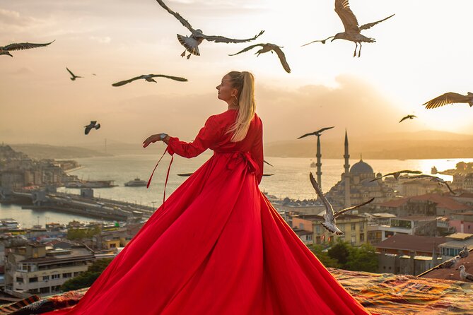 Rooftop Flying Dress Photo Shoot in Istanbul - Stop 1: Bosphorus Strait Backdrop and the Seagull Moment
