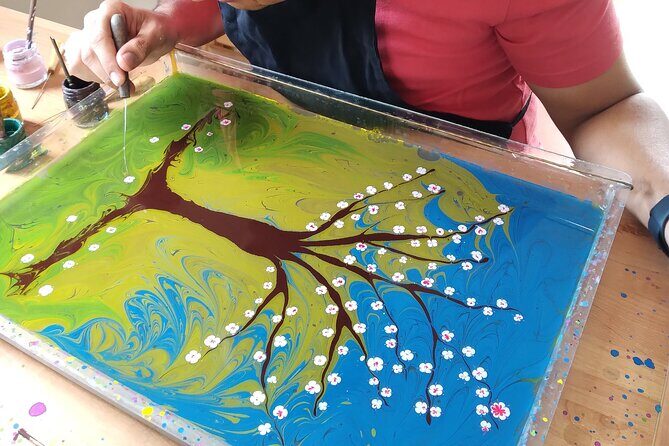 Turkish Marbling Paper Art Workshop - Ebru techniques you’ll learn: stone, back and forth, comb, and flowers